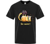 Angry Cat Go Away Cartoons Print Mens Tshirts Oversized Crewneck T Shirts Breathable Clothes Summer Cotton T-Shirt Tops 80274