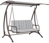 Outsunny Columpio de Jardín Exterior de 3 Plazas Balancín de Jardín Exterior Convertible en Cama con Toldo Ajustable Protección UPF30+ y Cojines Carga 330 kg 200x120x175 cm Gris Claro