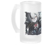 MERCHANDMANIA JARRA CERVEZA CRISTAL personaje videojuego chica mujer siniestra rpg esmerilada esmerilado 500ml