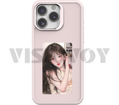 NFC Function Smart Phone Case For iphone 16 15 14 13 Pro Max E ink 4 Color Screen DIY Fashion Phone Cover Cartoon Girl New Funda