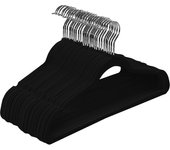 Perchas de Ropa Terciopelo Negro para Trajes,Finas de Hombros con Muescas, Antideslizantes para Chaquetas, Camisas, Pantalones, abrigos，Gancho Giratorio de 360°, Pack 10/20/30/50/120 Unidades Color Negro