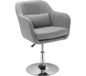HOMCOM Butaca de Salón Giratoria 360° con Ruedas Silla de Oficina Cocina Peluquería con Altura Ajustable Respaldo Envolvente Reposabrazos y Cojín 60x60x79-91 cm
