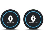 2PCS Car Coasters Water Cup Slots Non-Slip Mat Waterproof Cup Pad For Renault RS Koleos Captur Kadjar Megane Clio Twingo Scenic