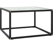 vidaXL Mesa de centro con vidrio de mármol 60x60x35 cm Transparente, Negro, Blanco Mesita de Salón o Comedor o Auxiliar Mesa de Café Meuble Salón