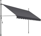 Tectake - Toldo plegable para balcón con manivela, ajustable en altura  Funcional  Estructura de acero con revestimiento en polvo con cilindro de aluminio ligero  Barras telescópicas con pies roscados para un montaje rápido y sencillo