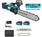 Motosierra eléctrica sin cepillo de 21V 1500W con 2 baterías, 8000rpm, diámetro de corte de 30cm. Ideal para limpiar bosques, cortar madera y podar ramas