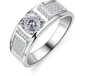 Real 1.0 Carat Moissanite Ring For Men Pure Solid 18K White Gold Rings D Color Diamond Engagement Wedding Ring Jewelry Gift