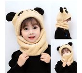 Baby hat ear cap Autumn and winter children's hat neck one super cute cute boy and girl panda pullover hat