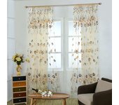 Tulip Floral Tulle Curtians for Living Room Kitchen Bedroom Green Sheer Shade Curtain Window Treatments Curtains Panel Draperies