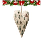 Kit de bordado de adornos navideños con forma de corazón para bordar a mano, adorno colgante para árbol de Navidad con bordado a mano, kits de punto de cruz con forma de corazón con agujas e hilo