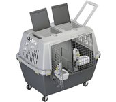 NESTQ - Transportín Rigido con Ruedas para Perro Grande portátil Transpirable de Plástico con Asas - Material Resistente Medidas 80 × 62 × 60 cm Color Gris