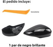 2x Printed Carbon fiber Glossy Black Replacement Rearview Side Mirror Covers Cap For Ford Fiesta MK7 2008-2019