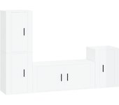 Mueble TV combinadoSet de muebles de TV 4 pzas madera contrachapada blanco brillo
