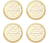 4 protectores de esquina decorativos vintage de latón puro para muebles clásicos, caja de madera, accesorios redondos de cobre en tono dorado.