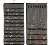 Organizador de joyas colgantes, soporte de Cuello anti-enredo pendientes anillos percha Con 48 bolsas de joyería Rollo de almacenamiento de viaje con bolsos Colgar EN EL armaria, Puerta