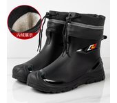 Rain Boots for Men， New Fashion Non-slip Rain Boots with Drawstrings That Can Be Worn in All Seasons and Waterproof Rubber Shoes