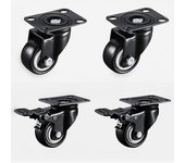 4pcs 1.5 Inches 41mm Heavy Duty 180kg Black Swivel Castor Wheels Trolley Furniture Caster Rubber