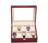 Wooden 2/3/5/6/10/12 Slots Watch Box Organizer Piano With Red Paint  Jewelry Storage Case Men Glass Top Watches Display Boxes