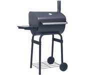 vidaXL Barbacoa de carbón con ahumador y estante inferior negro
