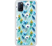 Funda compatible con Oppo A52/A72/A92 - Patron flores y plumas azules