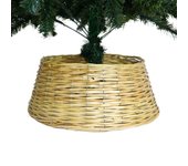 Pie de Árbol de Navidad, Natural Mimbre, Base para Árbol de Navidad, Tamaño 39 cm Superior x 20 cm de Alto x 49 cm Inferior, Base Decorativa para Árbol, Falda Tejida para Soporte de Árbol