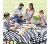 Manta de picnic extragrande para exteriores, 80x80 pulgadas, impermeable, plegable, a Cuadros, para Playa, camping, césped, Parque, accesorios, Lindas Ideas para parejas, registro de bodas (verde y Blanco)