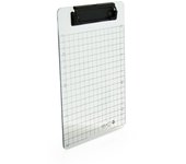 Soporte Transparente con Pinza y Cuadricula+ Reglas Impresas - Tabla Ligera y muy Rígida impresa en cuadricula y reglas con Pinza Metálica con protectores de papel y colgador opcional by Office Box