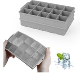 Bandejas para Cubitos de Hielo, paquete de 2 30 Moldes de silicona para Cubitos de Hielo, Cubitos de Hielo cuadrados grandes