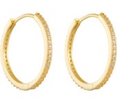 FULSUN Cubic zircon circles huggie earrings 925 sterling silver 14K gold plated fashion earrings fine jewellery gift for women