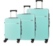 DAM Juego de 3 maletas Trolley, en material ligero ABS de alta resistencia. Cerradura numérica y 4 ruedas dobles extraíbles y giratorias 360°.  50x29x76Cm