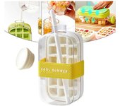 Cubitera, Bandeja para Cubitos de Hielo, Cubitera con Tapa y Recipiente, Cubitera para Botellas de Agua, Cubitera con Prensa en Forma de Tetera (Verde, 800 ml)