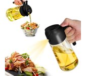 Botella dispensadora de aceite para cocina Dispensador de aceite de oliva Pulverizador para cocinar Ensalada de cocina Barbacoa (Negro)