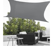 [en.casa]® Toldo vela de Sombra para jardín - Sombrilla - Parasol - Repelente al agua rectangular 3m x 5m gris oscuro