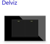 Delviz 16A Wall Light Switch,120mm*72mm White / Black Tempered crystal glass panel,AC 110V~250V, 1 Gang 2 Way Push Button Switch