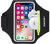 Brazalete Deportivo para Correr with Bolsa de Auriculares, Brazalete Móvil Deportivo Ajustable para hasta 6,7 "(Negro)