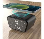 Wireless Charger Pad LED Digital Alarm Clock Desktop Temperature Phone Chargers Stand 15W Fast Wireless Charging Dock Station