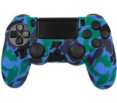 Ociodual Funda de Silicona Compatible Con Mando PS4/Slim/PRO Camuflaje Azul Carcasa Cubierta Anti Caídas Golpes Goma Flexible