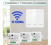 Wireless Light Switch Receiver RF 433MHz Remote Control Light 1/2/3 Gang Wall Panel Switch for LED Light Bulb Chandelier 10A