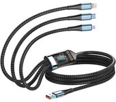3 in 1 100W Fast Charging Luminous Super Fast Charging Cable For iPhone Samsung Huawei Micro Usb C Charger Charging Cable Wire