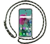 Tumundosmartphone Funda Colgante Transparente para LG K92 5G con Cordon Verde / Dorado