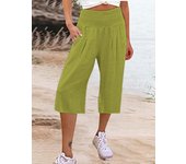 Women's Casual Pants Wide Leg Cropped Pants Cotton and Linen Waist Cover Comfortable Casual Thin Wide Leg Cropped Pants