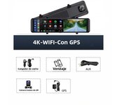 Dash Cam 4K 12Inch3840*2160P Car Mirror Video Recording Carplay & Android Auto Wireless Connection 5G WiFi GPS Navigation FM AUX