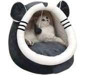 Cama semicerrada para gatos de 12,9 pulgadas para todas las estaciones, cómoda y suave para gatos de interior, casa para que jueguen.