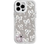 Compatible con iPhone 13 Pro Max Funda con bonito lazo de espejo con diseño de corazón de amor para niñas Diseño de cinta Teléfono protector a prueba de golpes