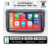 Reproductor Multimedia 2 Din para Volkswagen Golf 5 Transporter Volkswagen Passat B6 Polo Jetta Skoda Seat Android 13,0 Carplay Radio GPS para Coche