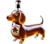 Botella de whisky con forma de perro salchicha, vaso de whisky con forma de perro salchicha esculpido en 3D, decantador de vino tinto único para amantes del whisky y los perros (A)