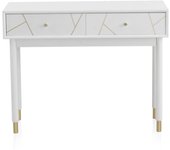 Consola De 2 Cajones Lacada En Blanco Con Frente Decorado En Oro. El mejor complemento para tu hogar. Fijalo