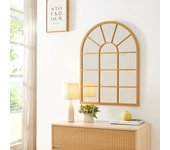 Espejo de pared Villalago cuadriculado en forma de ventana MDF 80 x 60 cm - Dorado [en.casa]