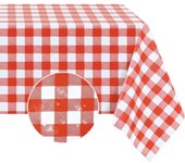 SOMY Mantel Rectangular de Vinilo PVC, Mantel de Plástico a Cuadros de Búfalo 100% Impermeable, Manteles Lavables a Prueba de Aceite para Comedor, Picnic, Exterior - 100x160cm, Manteles Rojos y Blancos