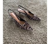 Woman Leopard Print High Heels Women Sandals Summer Fashion Pointed Toe Low-heel Pumps Slingbacks Elegant Female Heeled Shoes